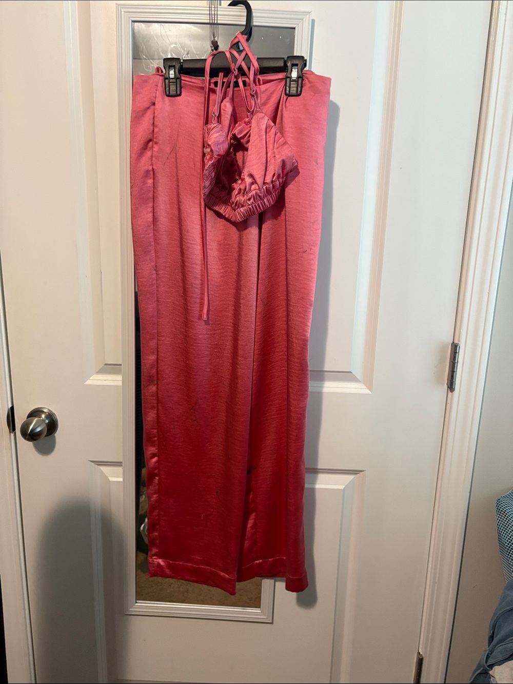 Forever 21 Pink Satin Pants with Matching Tie Detail